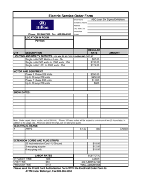 Electric Service Order Form