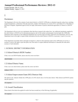 New York Annual Professional Performance Review Form