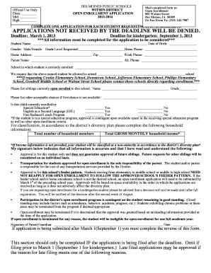 Des Moines Public Schools Open Enrollment Application