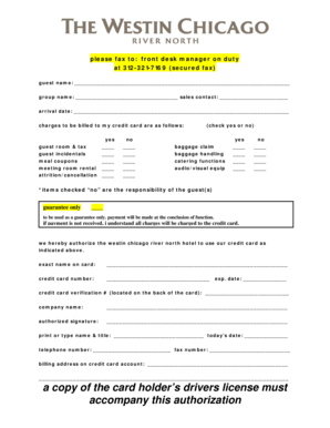 Hotel Credit Card Authorization Form