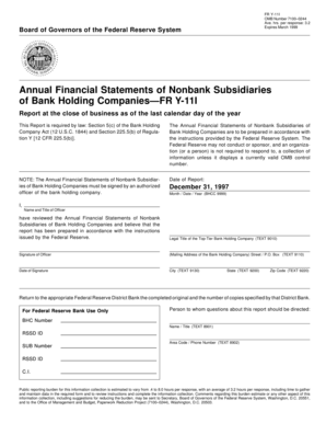 Annual Financial Statements of Nonbank Subsidiaries of Bank Holding Companies