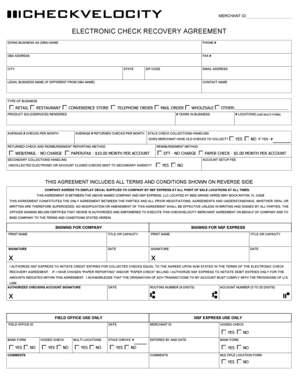 Electronic Check Recovery Agreement