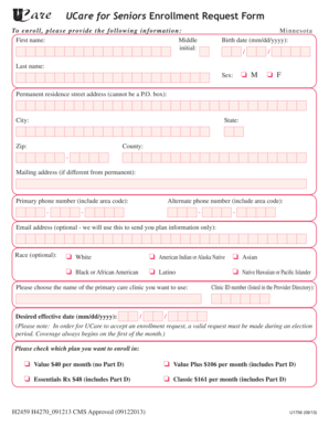 UCare for Seniors Enrollment Request Form