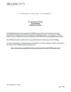 UNOPS Standard Bidding Document for Procurement of Goods