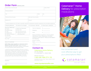 Catamaran Home Prescription Order Form