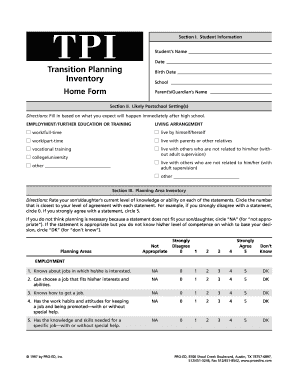 Transition Planning Inventory Form