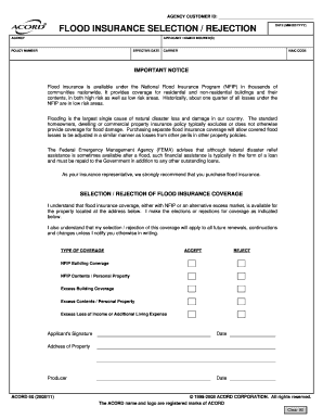 Flood Insurance Selection Form