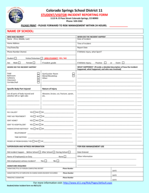 Colorado Springs Student Visitor Incident Report Form