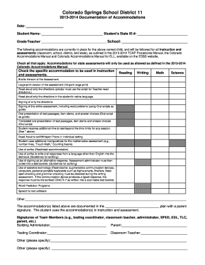 Colorado Student Accommodation Form