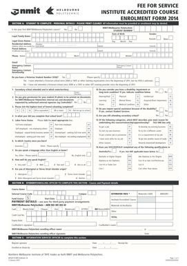NMIT Melbourne Polytechnic Enrolment Form