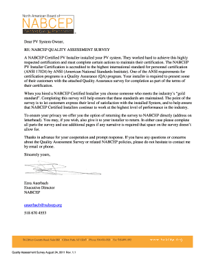 NABCEP Quality Assessment Survey