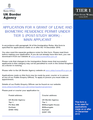 Tier 1 Post-Study Work Application Form