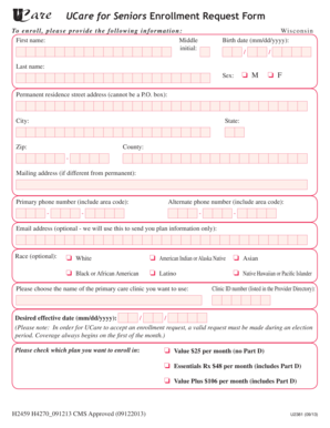 UCare for Seniors Enrollment Request Form