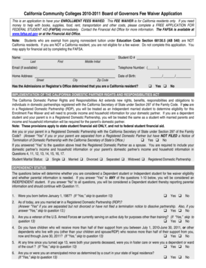 California Community Colleges Board of Governors Fee Waiver Application