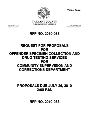 RFP NO. 2010-088 REQUEST FOR PROPOSALS ... - Tarrant County - co tarrant tx