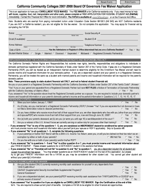 California Community Colleges Board of Governors Fee Waiver Application