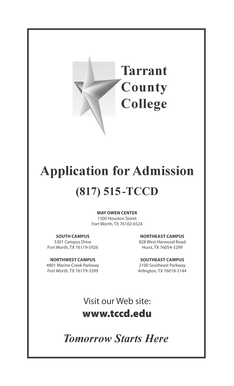 Tarrant County College Application for Admission
