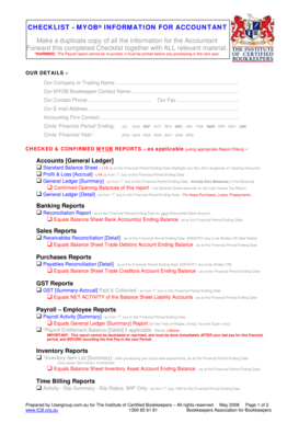 MYOB Accountant Information Checklist