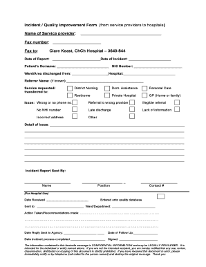 Incident Quality Improvement Form