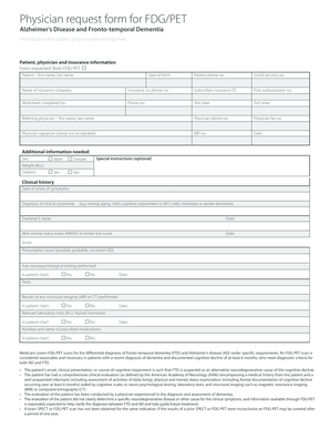 Physician Request Form for FDG/PET
