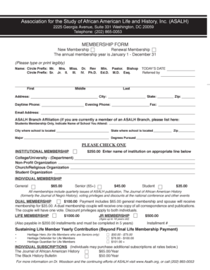 ASALH Membership Form