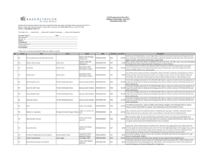 Baker & Taylor Booking Ahead Order Form