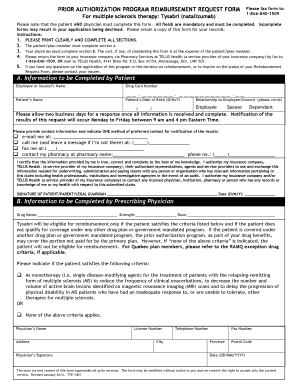 Prior Authorization Reimbursement Request Form