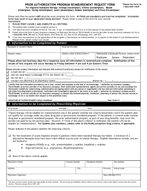 Prior Authorization Program Reimbursement Request Form