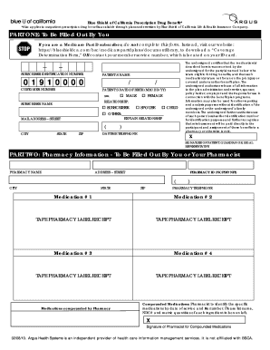 Blue Shield of California Prescription Drug Benefit Form