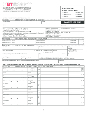 Kaiser Permanente Health Insurance Enrollment Form