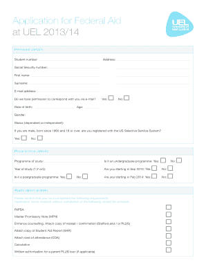Federal Aid Application Form