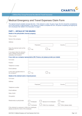 Lifeline Plus Group Medical Emergency and Travel Expenses Claim Form