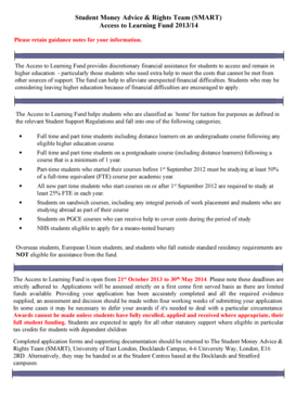 Access to Learning Fund Application 2013/14