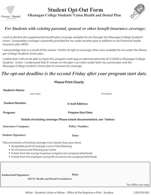 Student Opt-Out Form
