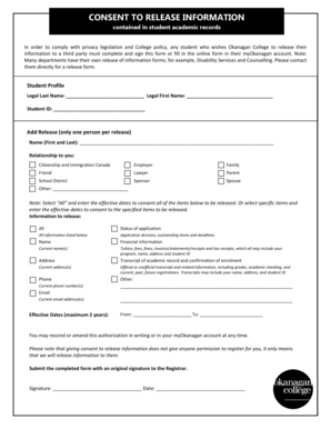 Consent to Release Student Academic Records