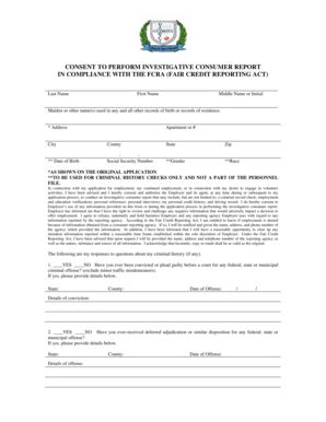 Consent to Perform Investigative Consumer Report