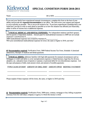 Special Condition Form 2010-2011