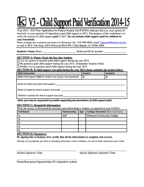 Child Support Verification Worksheet