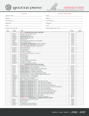 Catholic Book Order Form