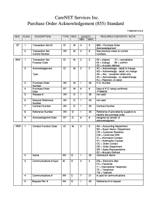 Purchase Order Acknowledgement (855) Standard