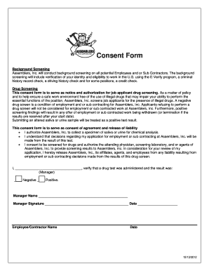 Background and Drug Screening Consent Form