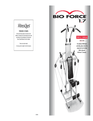 Bio Force 1.7 Exerciser Owner's Manual
