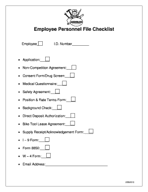 Employee Personnel File Checklist