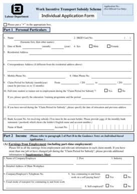 Labour Department Individual Application Form