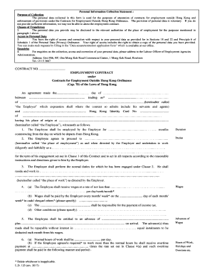 Employment Contract for Work Outside Hong Kong