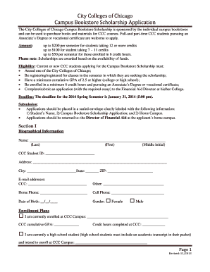 City Colleges of Chicago Campus Bookstore Scholarship Application