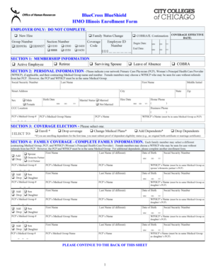 BlueCross BlueShield HMO Illinois Enrollment Form