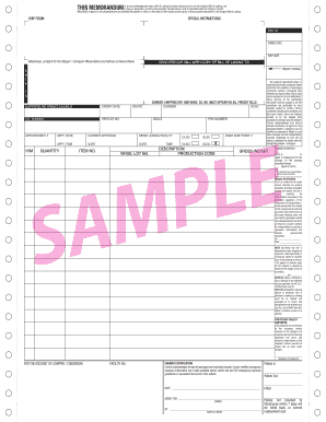 Bill of Lading Memorandum