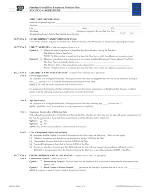 Simplified Employee Pension Plan Adoption Agreement