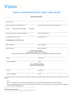 Trustee Certification Form